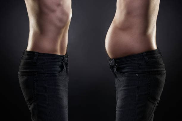 Comparison of men body before and after lipo
