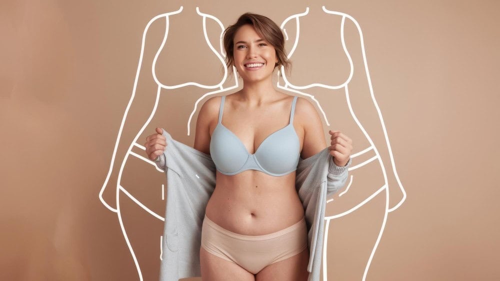 Visual comparison of body contour before transformation through a mommy makeover in Albania procedure