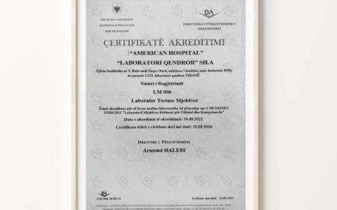 Spitali Amerikan dhe Rrjeti Laboratorik ALNET akreditohet me ISO 15189